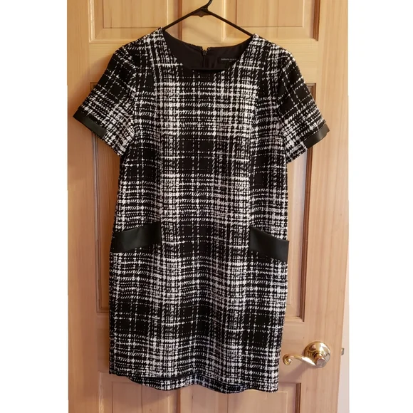 BANANA REPUBLIC FACTORY Women's Black/White Plaid Size 2 Short Sleeve Dr… - Picture 2 of 12